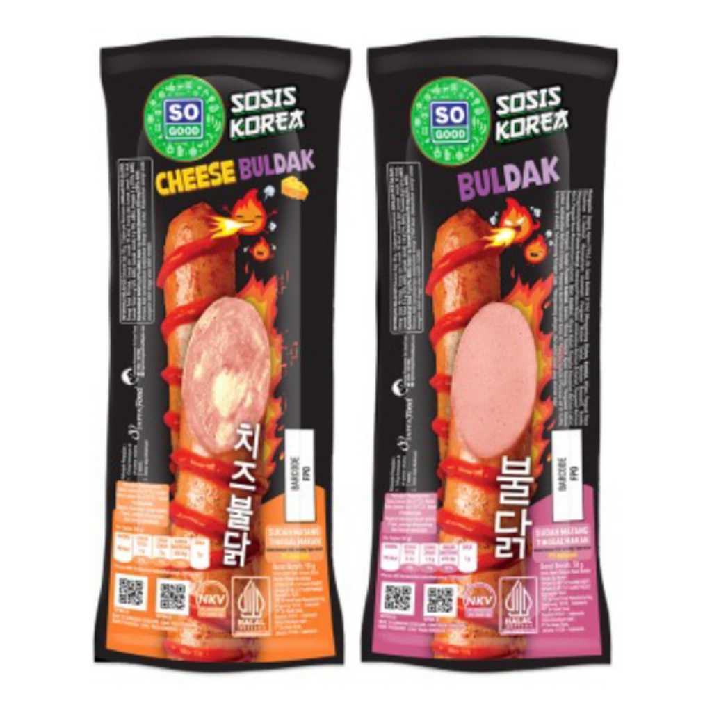 [VARIAN BARU] [PER BOX] So Good Sosis Korea Buldak (Ori) dan Cheese Buldak 58 g x 10 pcs