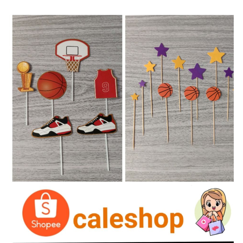 Caleshop Topper Kertas Kue Ulang Tahun Anak Basket ball Bola Basket