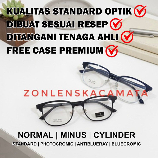 KACAMATA OVAL NOSEPAD PRIA - Photocromic antiradiasi, blueray, bluecromic. Bisa Normal/Minus