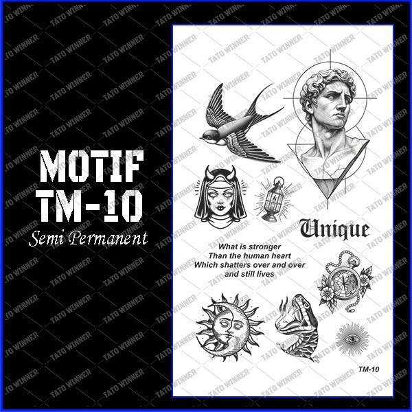 BERTATO-Stiker tato temporer semi permanen Seri TM-10 / Tato temporer anti air semi permanen / Berta