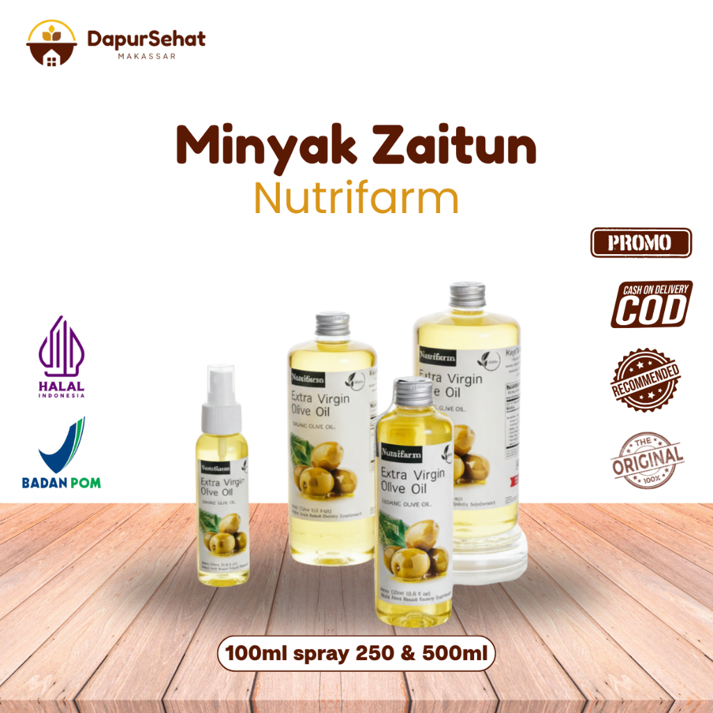 NUTRIFARM MINYAK ZAITUN ORGANIK UNTUK MASAK MPASI/UNTUK DIMINUM RAMBUT MUSTIKA RATU ASLI UNTUK MASAK