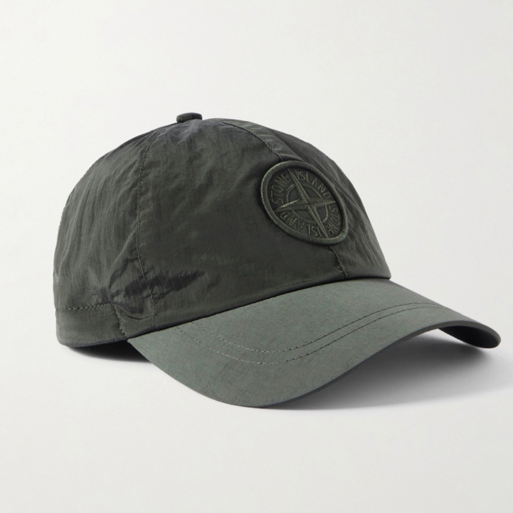 Stone Island Logo Applique Econyl Nylon Metal Cap Green