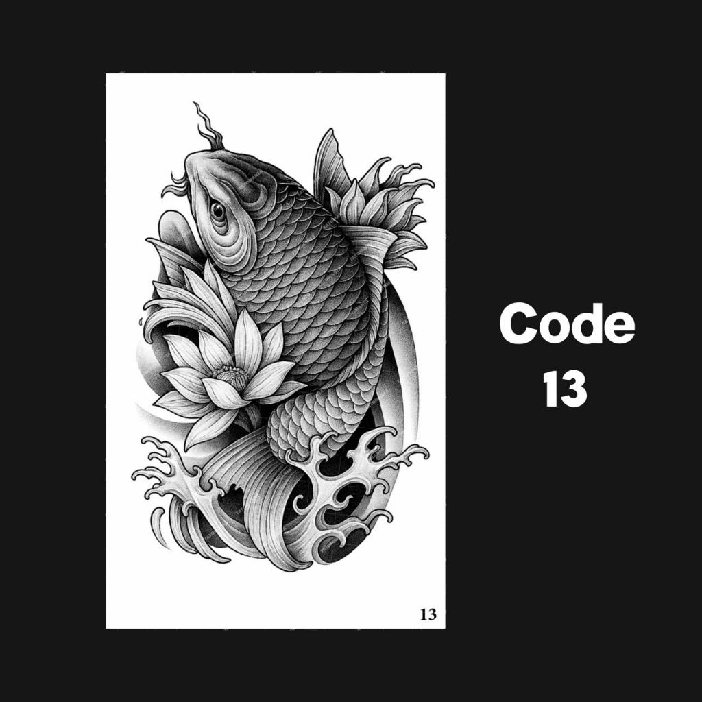 TATOMANIA-Sticker tattoo temporary semi permanent anti air motif 13 Ikan Koi