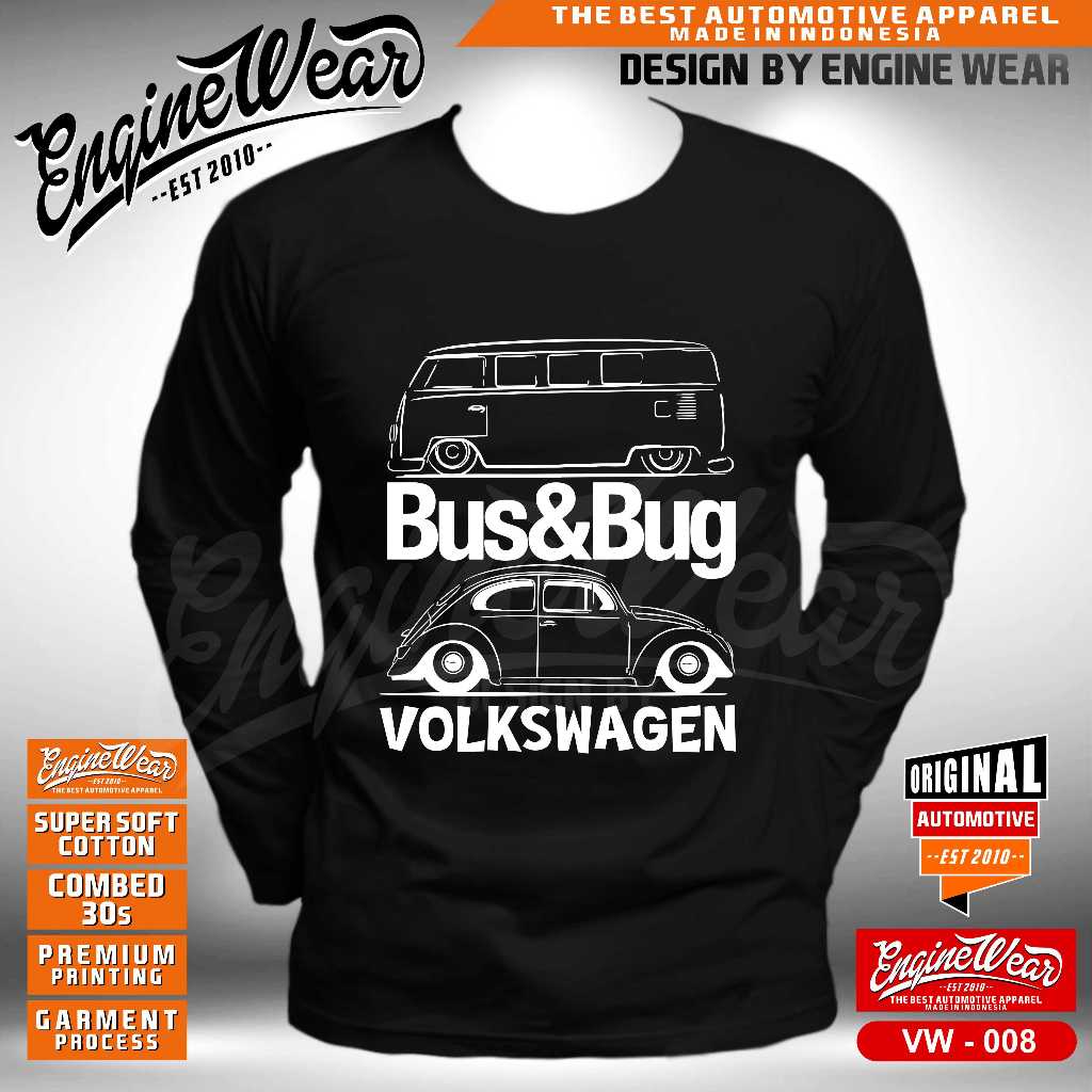 Tshirt VW volkswagen beetle kaos vw combi volks wagen buzz baju otomotif VW008T