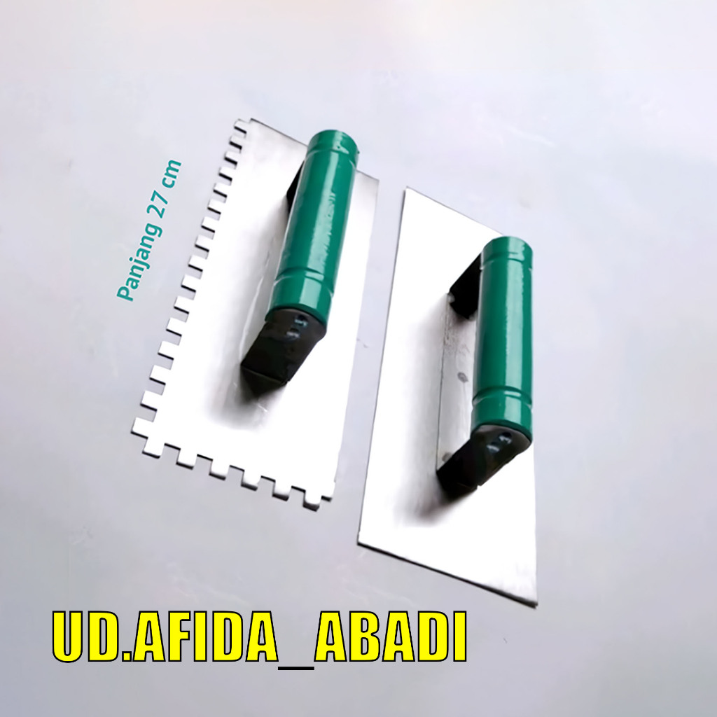 Raskam Besi Baja Perata Acian Tembok Polos Gerigi 27x10cm Untuk Bata Ringan