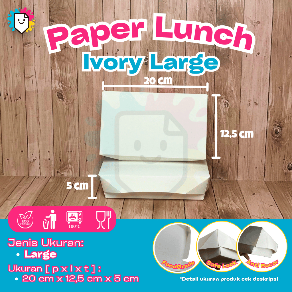 Ivory Paper Lunch Box L / Ukuran L / Large / Paper Lunch / Paper Food / Lunch Box Paper / Kotak Maka