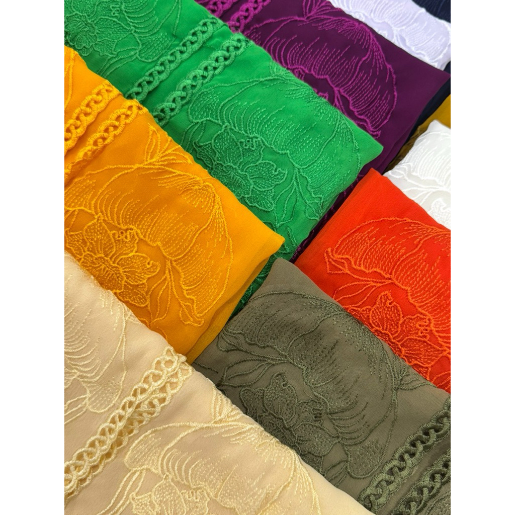 Kain Kebaya Bordir Motif bunga ubur ubur terbaru || bahan kebaya bordir || bahan kebaya encim || kan