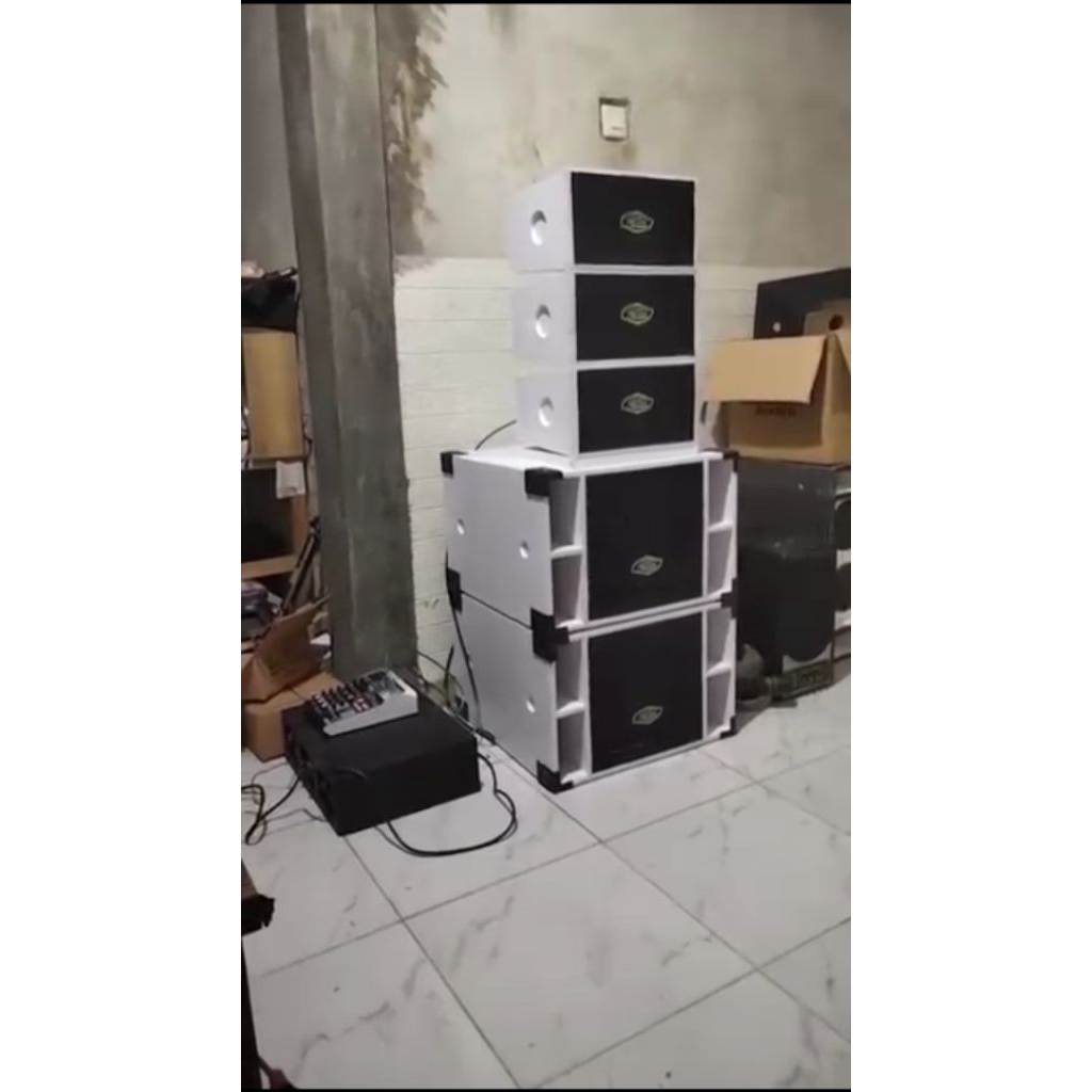 1 set sound miniatur 12 inch siap bunyi memakai power & mixer