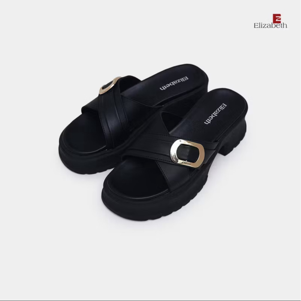 Elizabeth Sandal Slip On Hitam Preloved 39