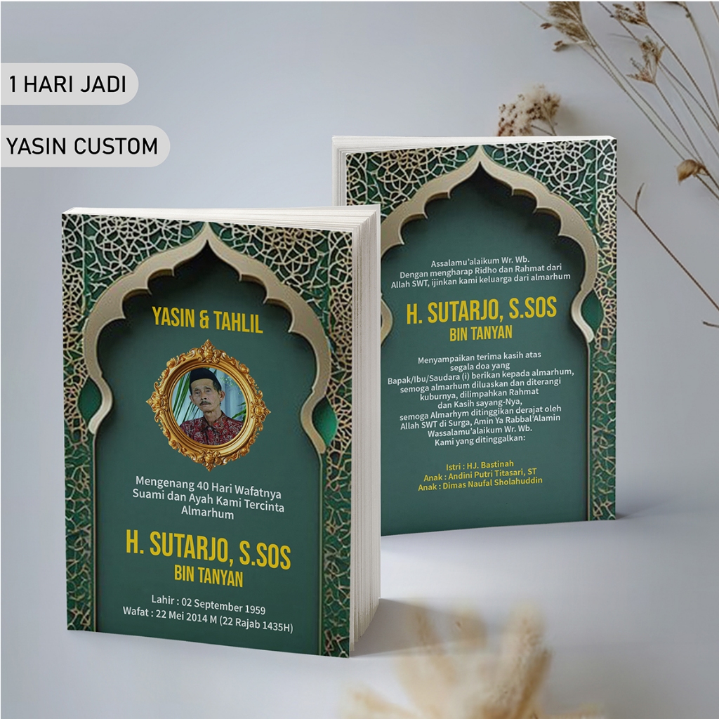 1 Hari Kirim - Buku Yasin Dan Tahlil / Yasin Soft Cover Custom