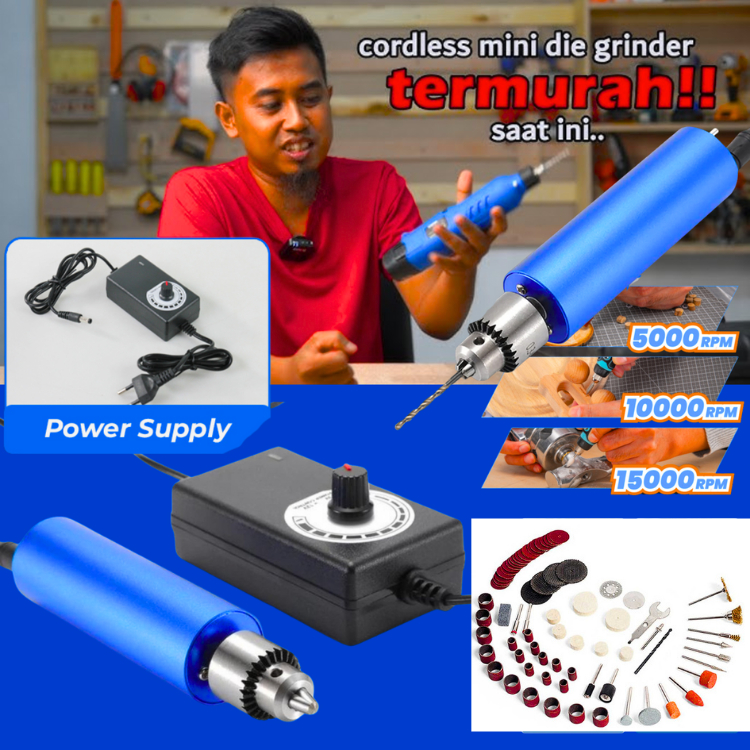 START Set Lengkap Bor Listrik + Mata Bor 92 PCS Mini Grinder Alat Ukir Grafir Multifungsi 12000 RPM