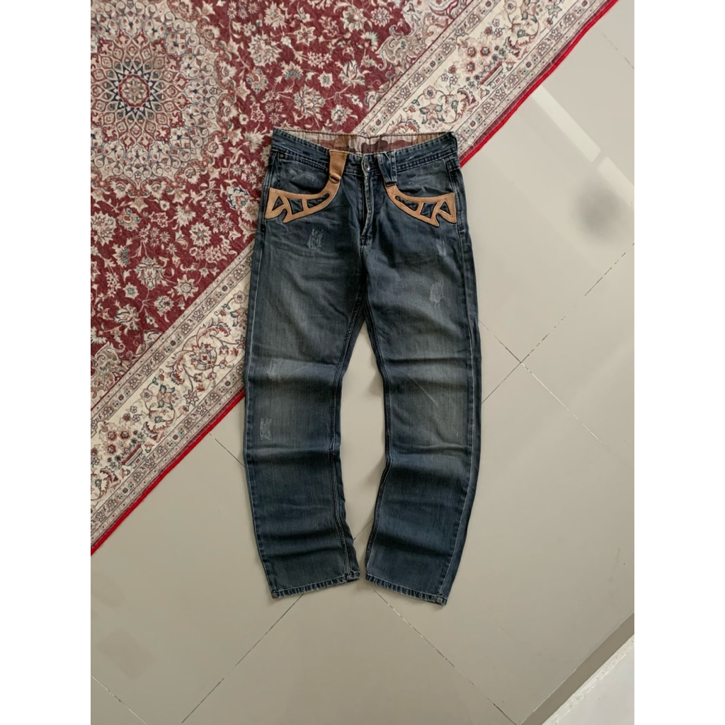 NCFM Nicole Club For Men Leather Pocket Jeans