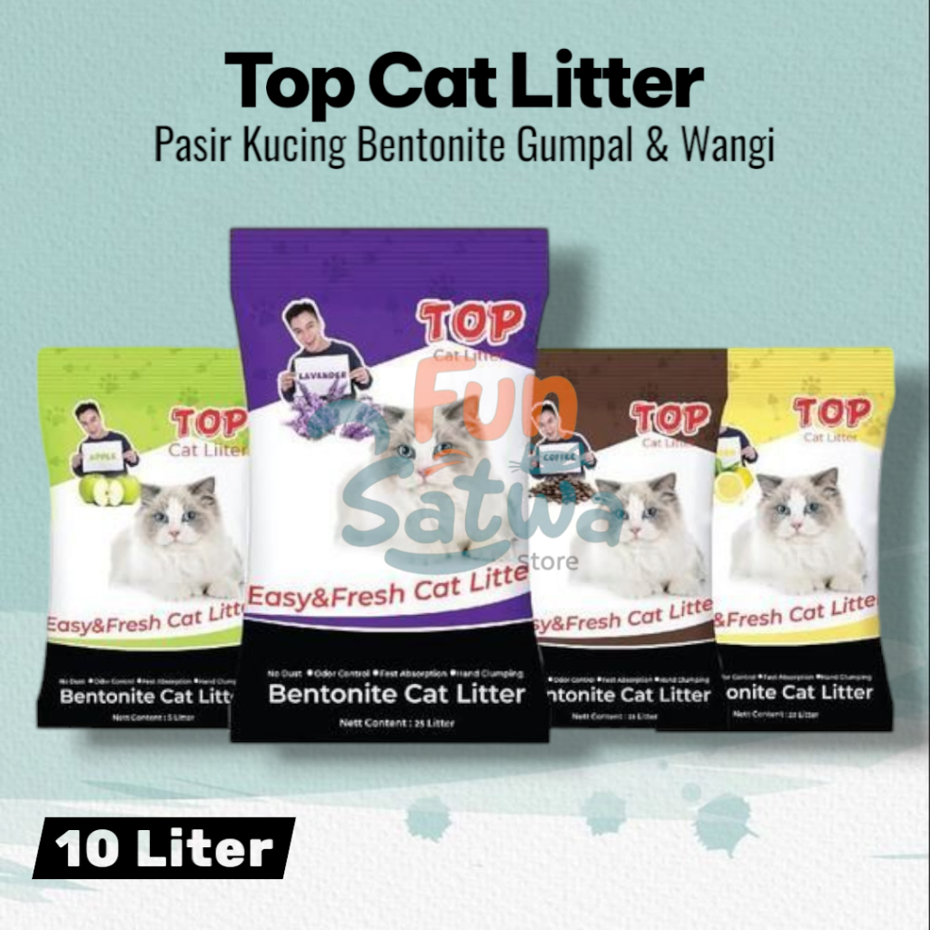 Cat Litter Top Cat Bentonite 10L - Pasir Kucing Bentonite Gumpal & Wangi Top Cat Litter