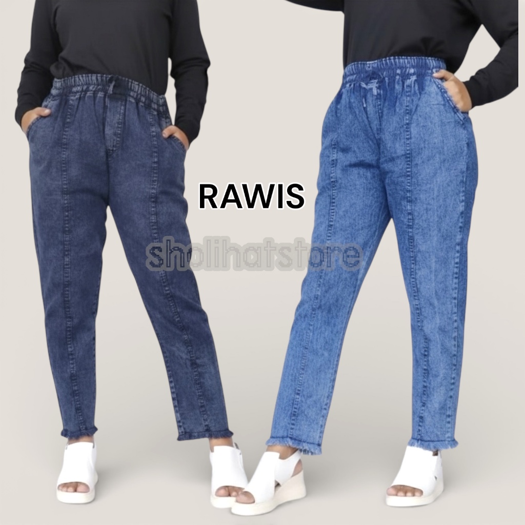 BAGGY PANTS JEANS RAWIS UKURAN STANDAR DAN JUMBO / CELANA BAGGY PANTS JUMBO WANITA RAWIS MOTIF SNOW 