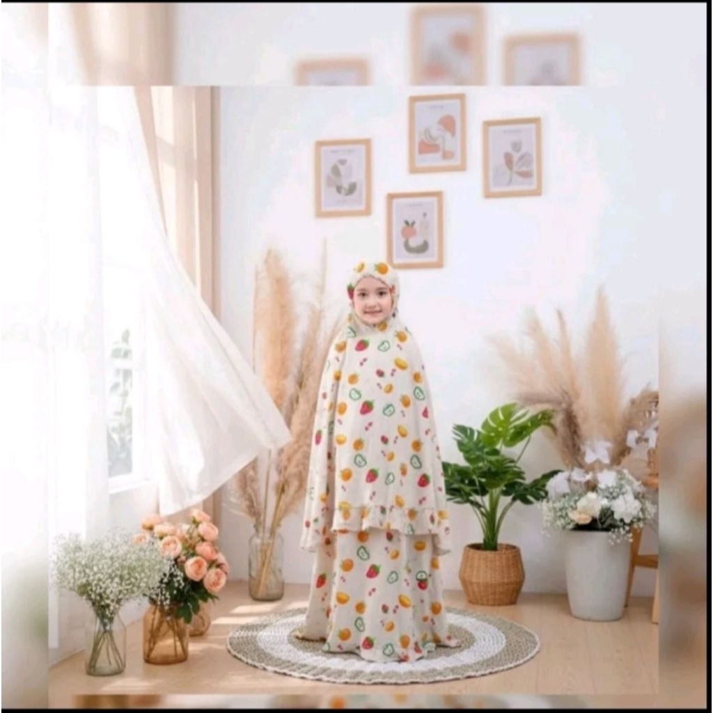 Mukenah Anak Motif Buah Mukenah Anak Usia Tk & Sd Mukenah Anak Usia 1-9Tahun