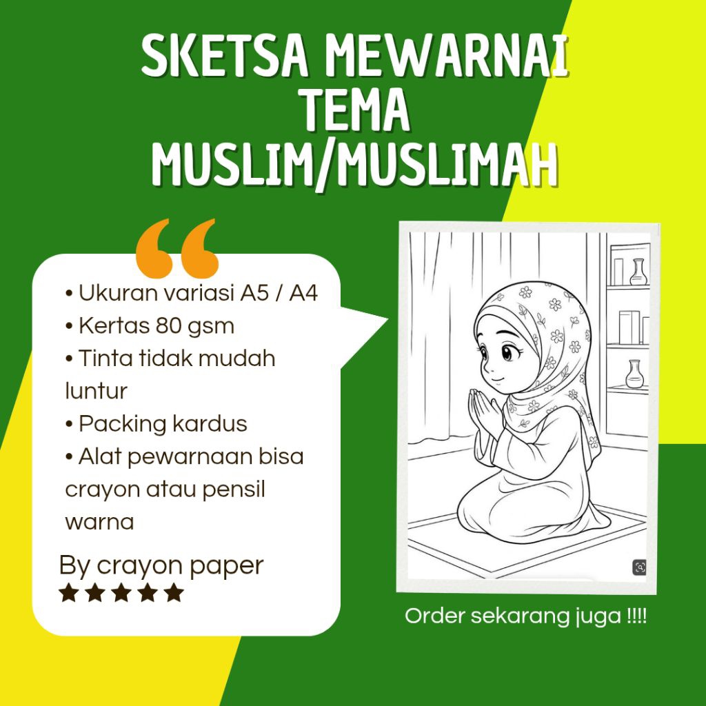 Gambar Mewarnai Tema Muslim Muslimah Islam - Lembaran Mewarnai