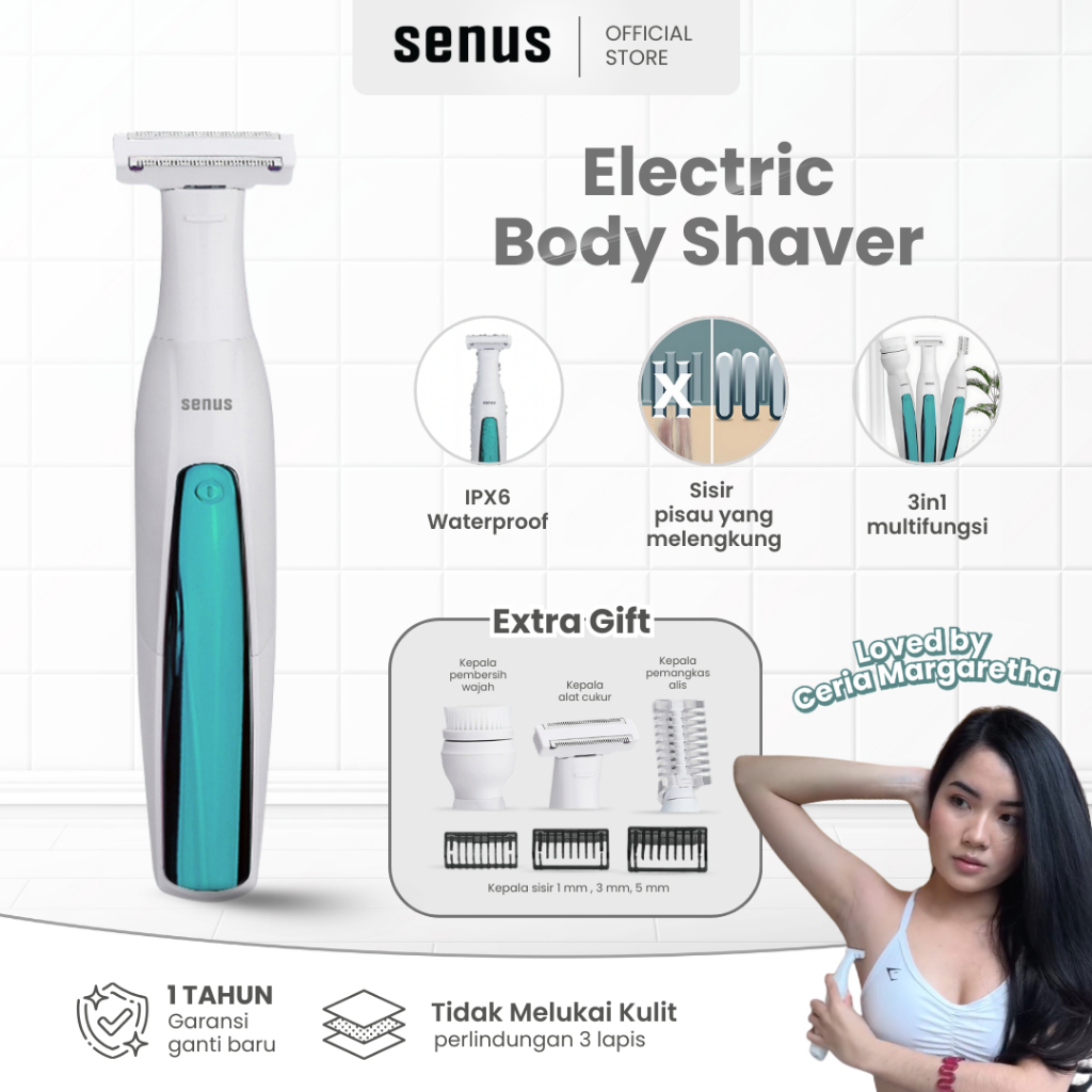 Senus alat cukur elektrik bulu ketiak, rambut, bulu/rambut kemaluan,  kumis shaver pria