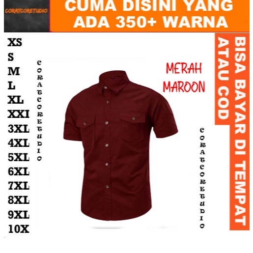 READY STOCK REALPIC GRAYWOLF CORATCORETUDIO Hem Cowok Kemeja Pria Jumbo Big Size Lengan Pendek Polos