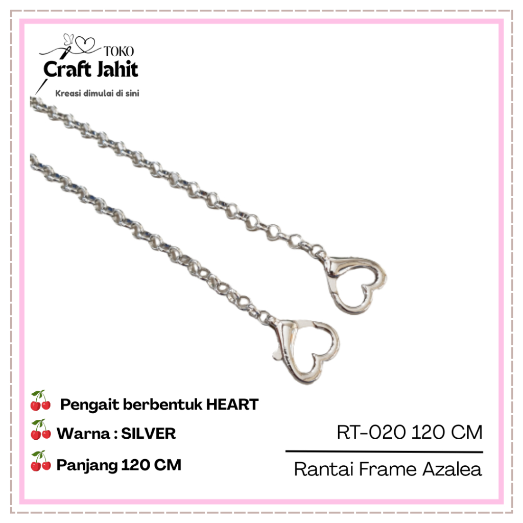RT-020 Rantai Azales | 120 CM | Rantai Tas Metal Alloy 120 cm | Tali Selempang Tas Silver