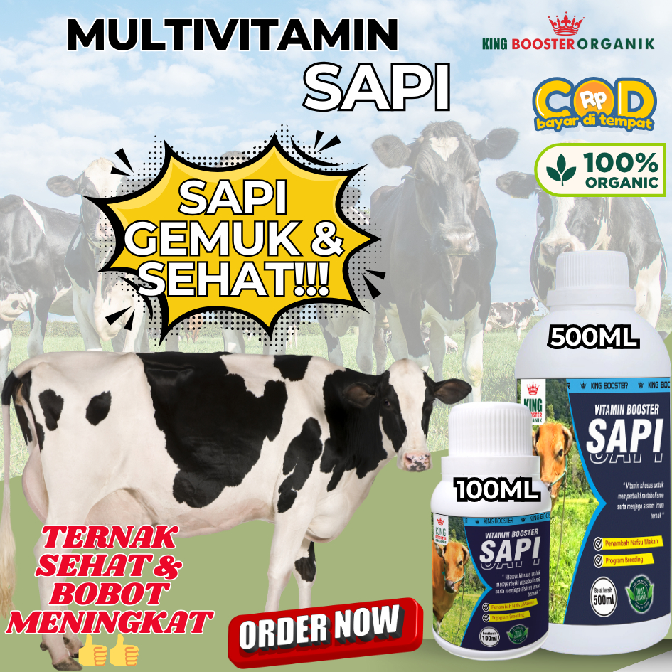 VITAMIN BOOSTER SAPI, Vitamin Ternak Organik Penggemuk Sapi Multivitamin Meningkatkan Nafsu Makan Sa