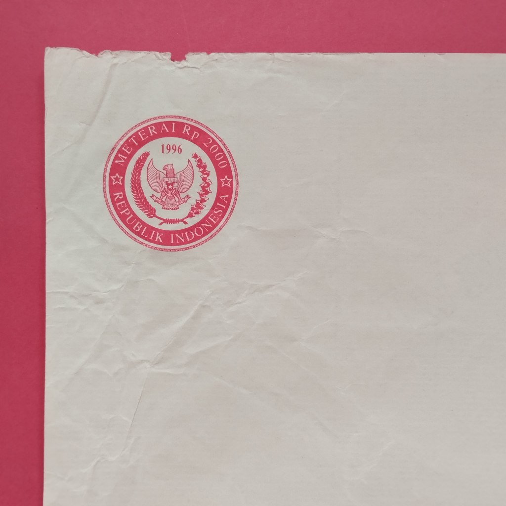 Kertas Segel Rp 2000 Tahun 1996 Single