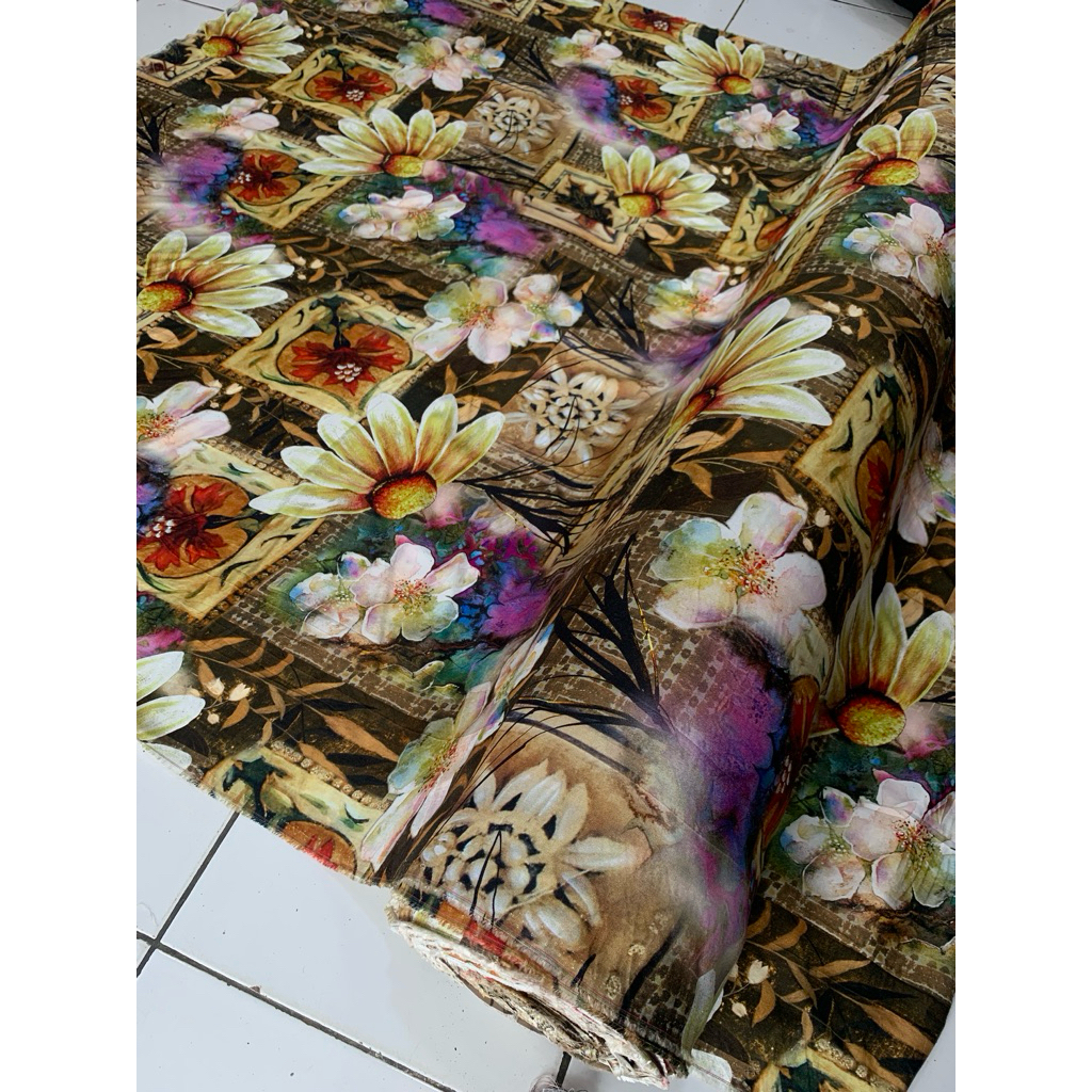 bahan kain katun rayon viscose motif bunga abstrak digital/rayon motif abstrak digital print(harga t