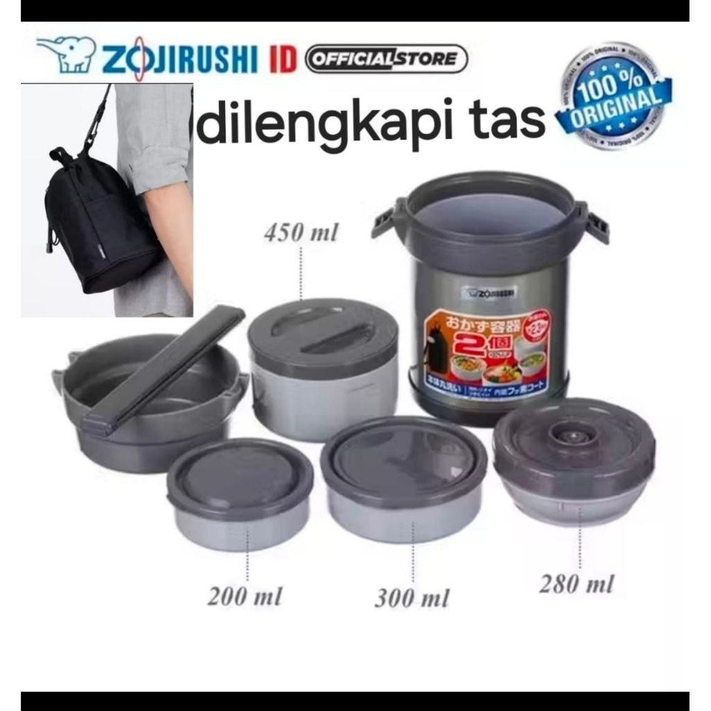 Zojirushi Lunch Jar SL-JAF14 1,2 liter Lunch Box Termos 4 Susun dengan tas