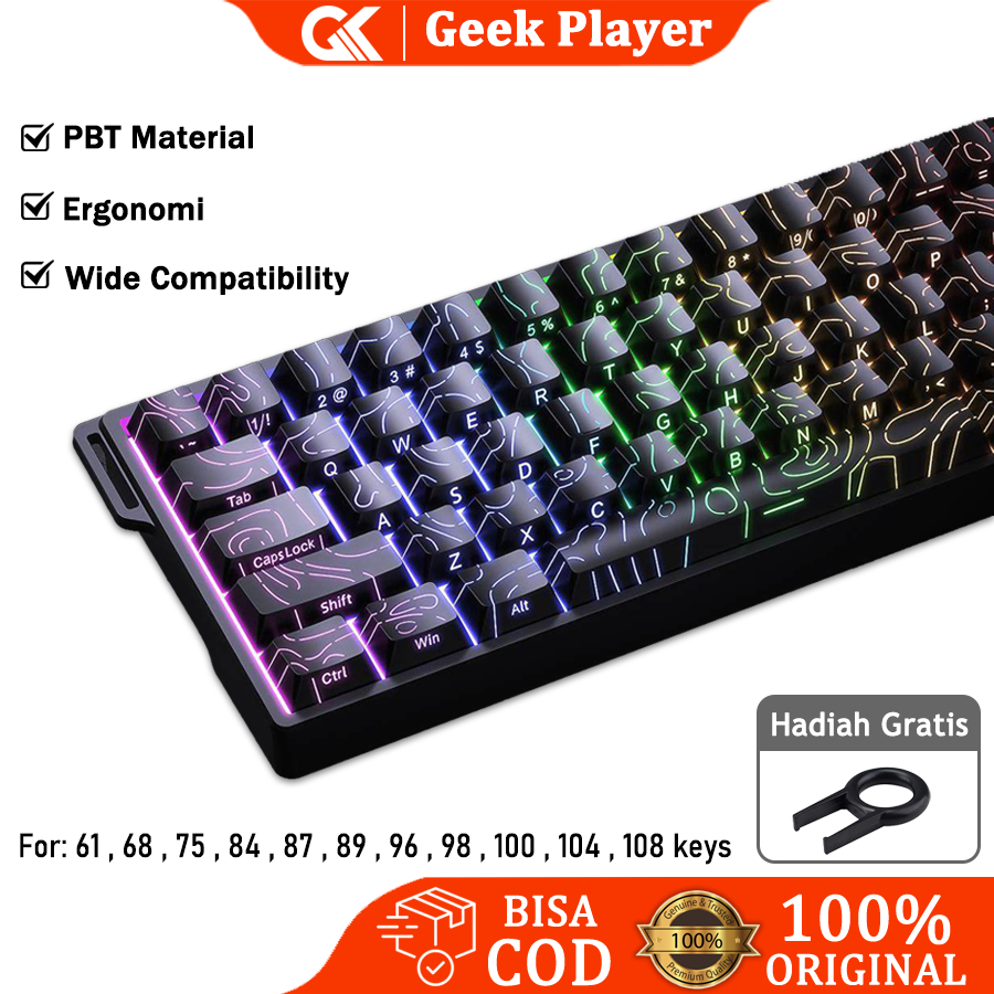 132 Keycaps PBT Backlit DoubleShot Topographic Side Print Translucent Cherry Profile For Mechanical 