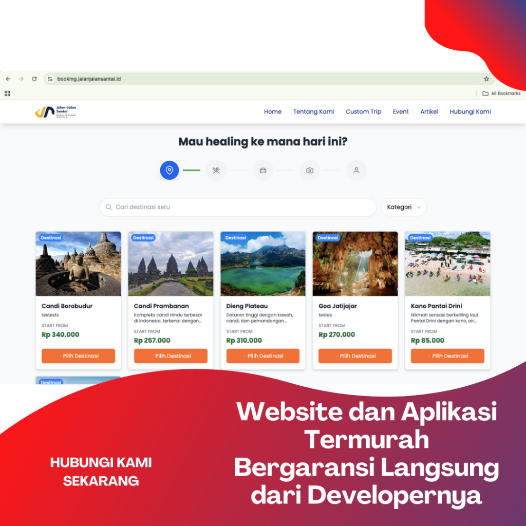 APLIKASI DAN WEBSITE TRAVEL CUSTOM | BERGARANSI