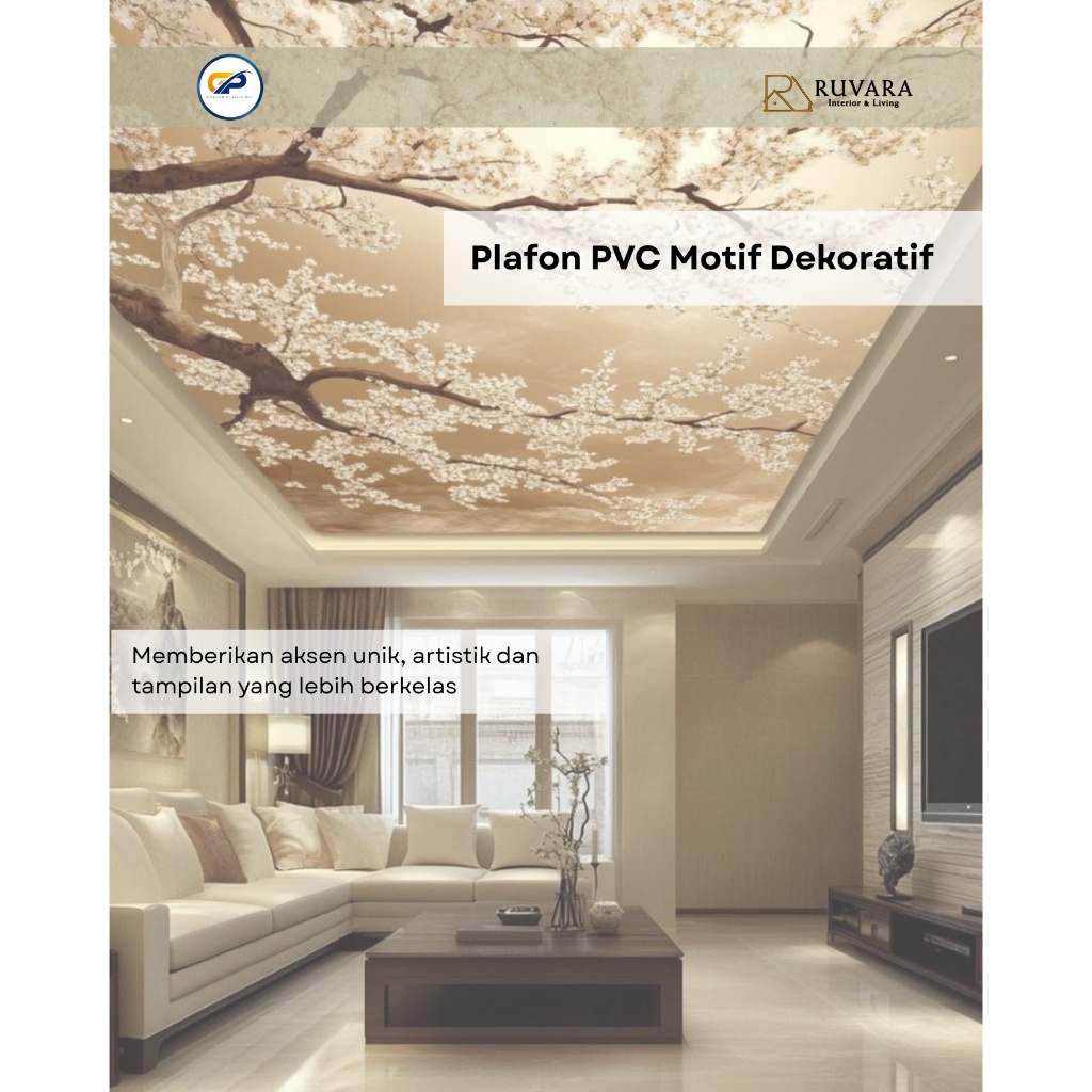 Plafon PVC Motif Dekoratif – Plafon Interior Rumah Modern, Tahan Air & Anti Rayap