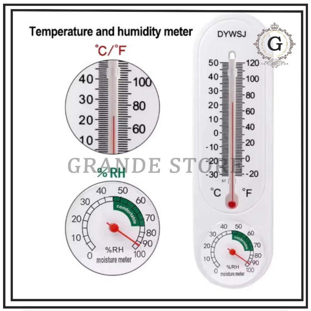 THERMOMETER DINDING ANALOG ALAT PENGUKUR PENGATUR SUHU KELEMBABAN RUANGAN HYGROMETER TERMOMETER WALL