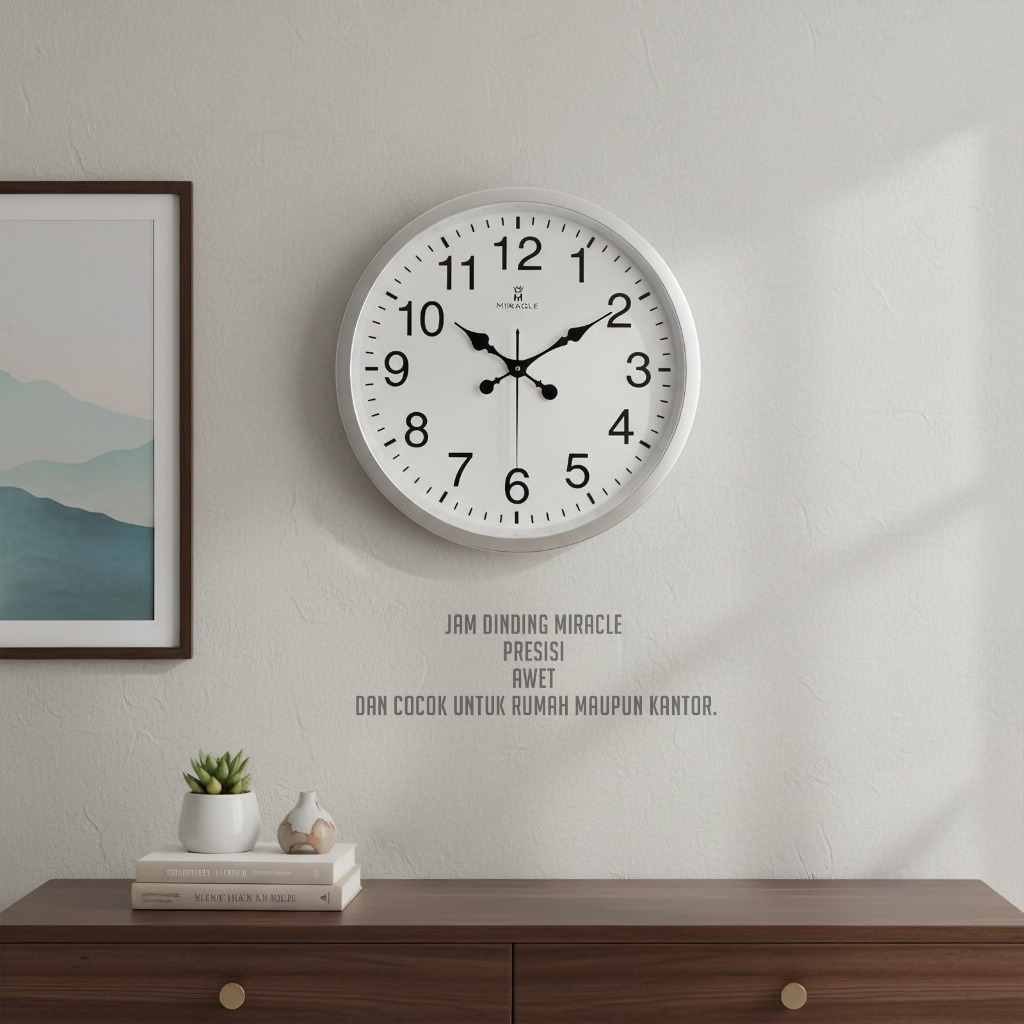 Jam Dinding MIRACLE 45cm Silent Sweep | Jam Dinding Besar Premium Tanpa Bunyi | Wall Clock Minimalis