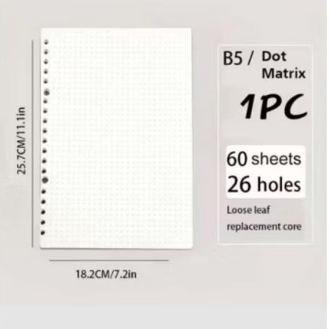 60 Lembar Loose Leaf B5 Bookpaper 72gsm dengan Motif Titik