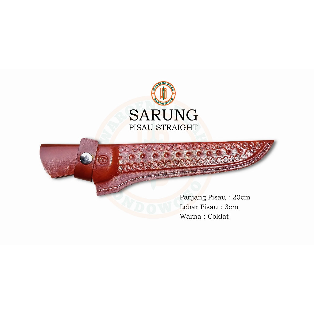 SARUNG PISAU STRAIGHT 20cm_KULIT ASLI_COKLAT