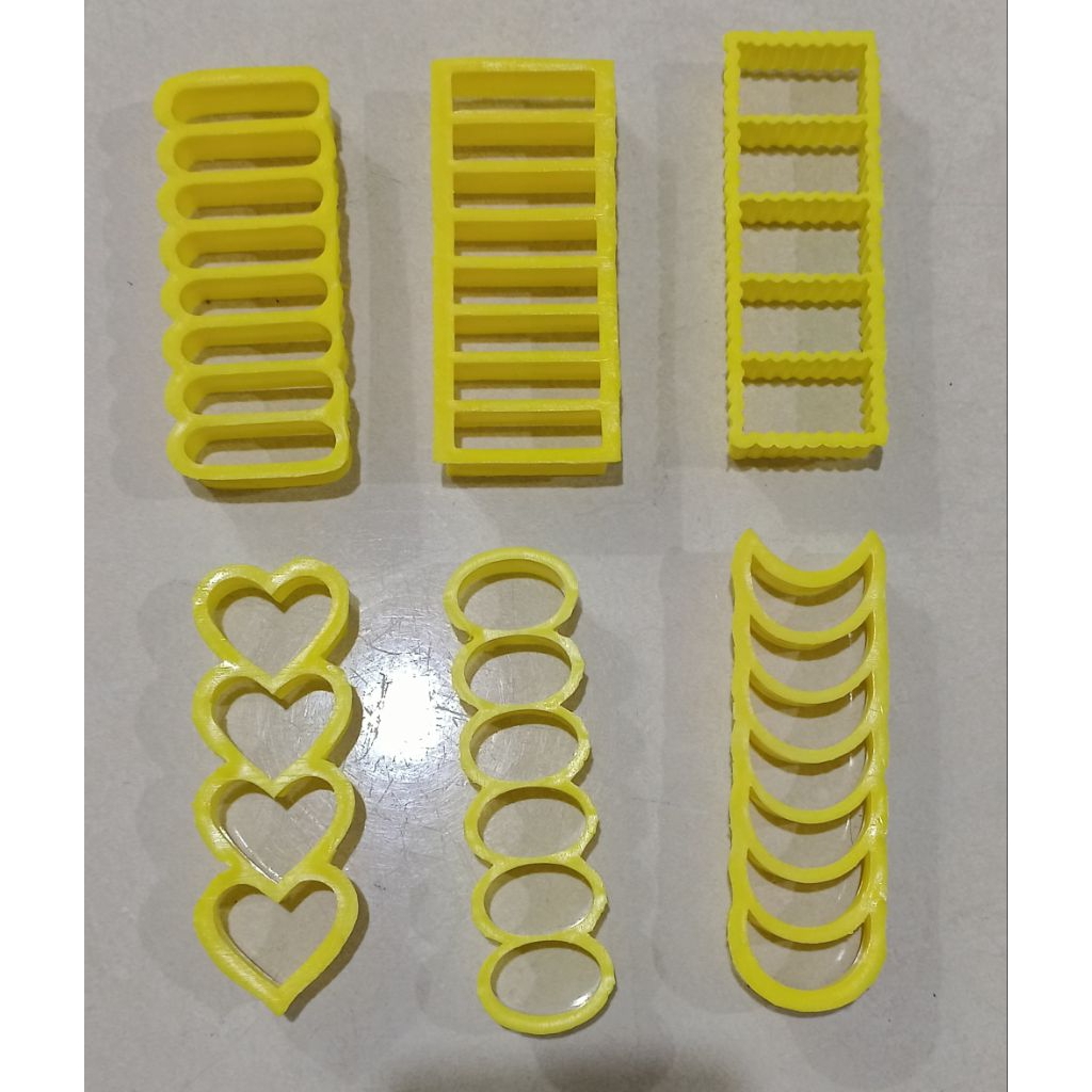 Cetakan kastengel gerigi plastik kuning cookies kue kering bentuk hati bulan sabit gerigi lonjong bu