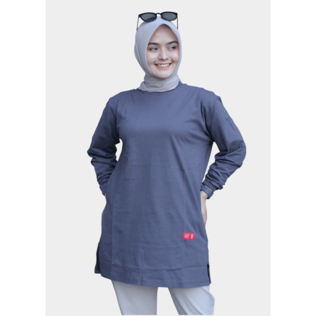 Tunik Polos Jumbo Oversize Bahan Kaos Katun Premium Lengan Karet | Kaos Wanita Muslimah