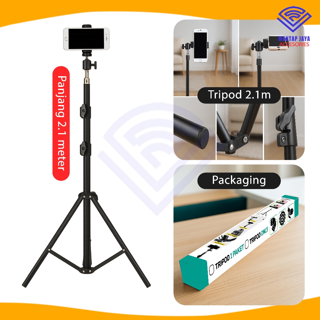 NANVAN TRIPOT TRIPOD 2.1M PHONE STAND HOLDER HP PAKET SELFIE