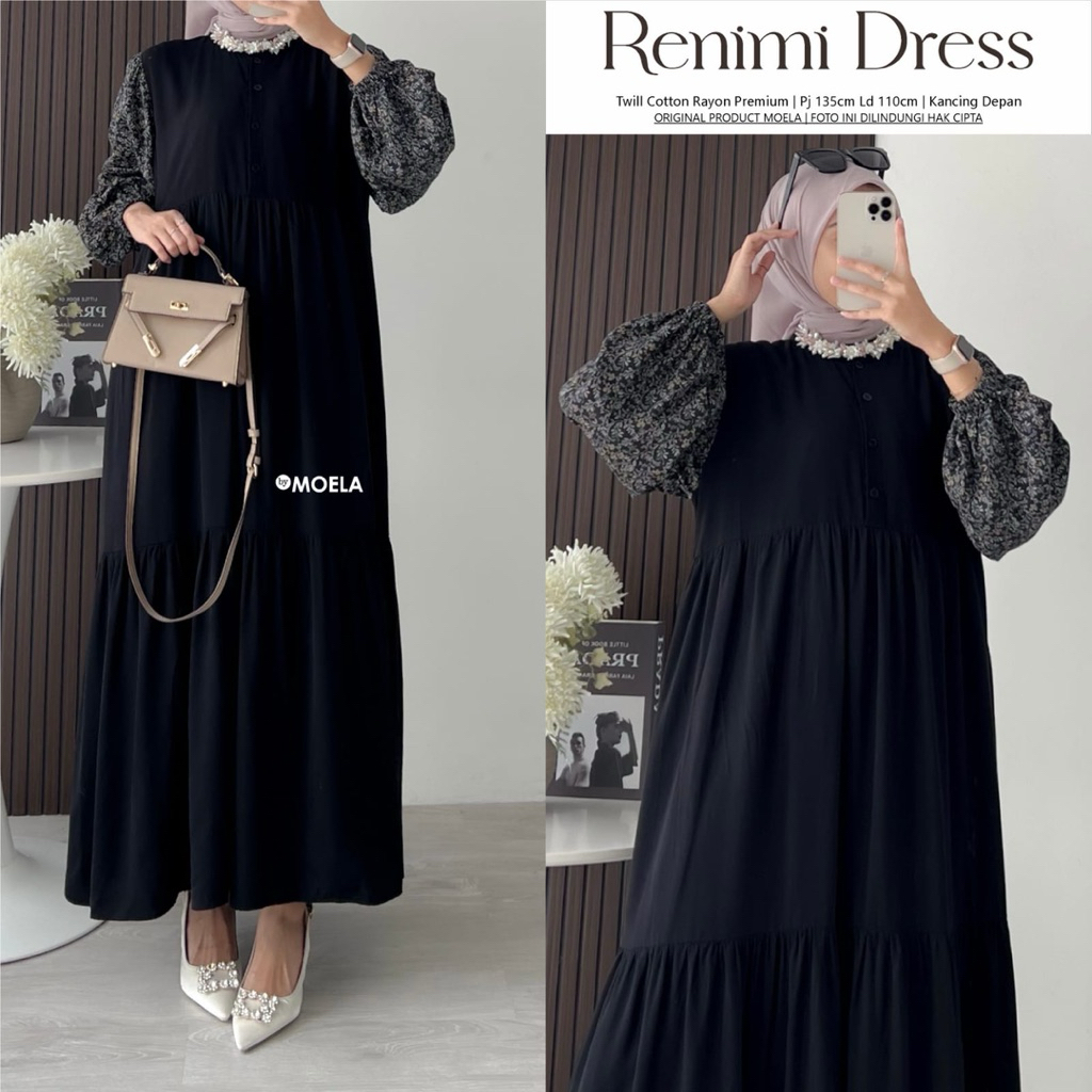 Buira Minora Remini Midi Dress Polos Kombinasi by MOELA