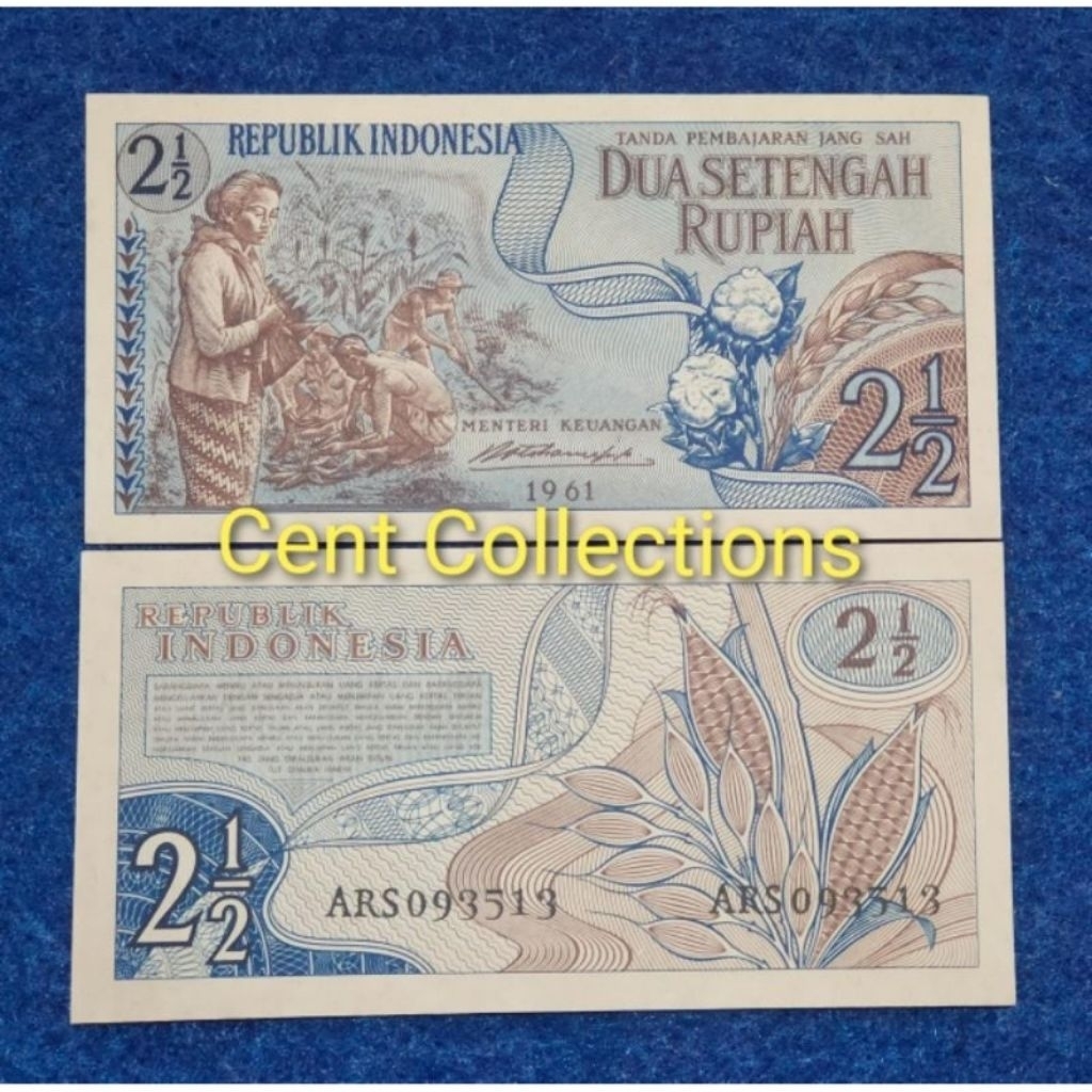 uang kuno 2,5 rupiah seri sandang pangan tahun 1961.