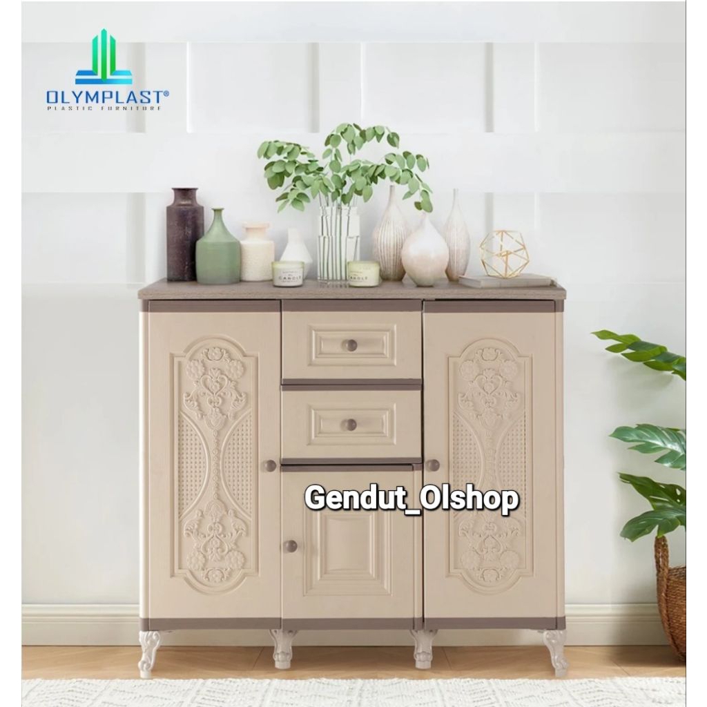 (Khusus Wilayah Kota Palembang) Meja TV OLYMPLAST OTC CREDENZA CLASSIC, Lemari Kabinet Plastik Olymp