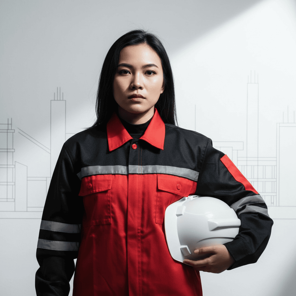 Baju Wearpack Safety K3 APD proyek/seragam lapangan merah hitam