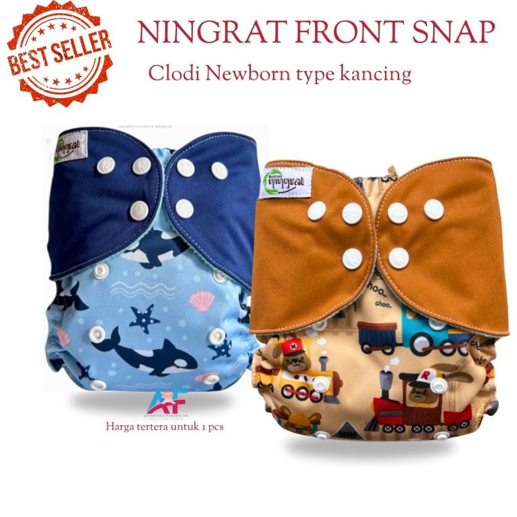 Clodi Ningrat Popok Kain Bayi Newborn Clody Front snap Cloudy Ori 100%