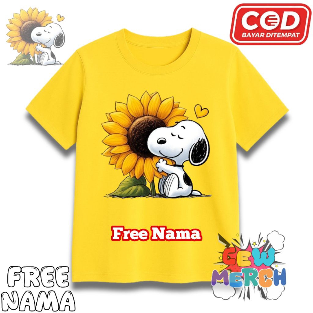 Kaos Anak Snoopy  - T shirt anak Snoopy  - Kaos Anak Free Nama