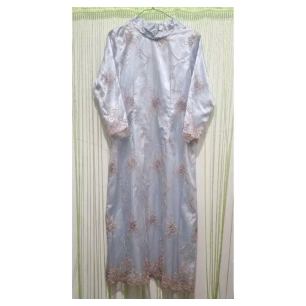 baju dress gamis wanita abu-abu
