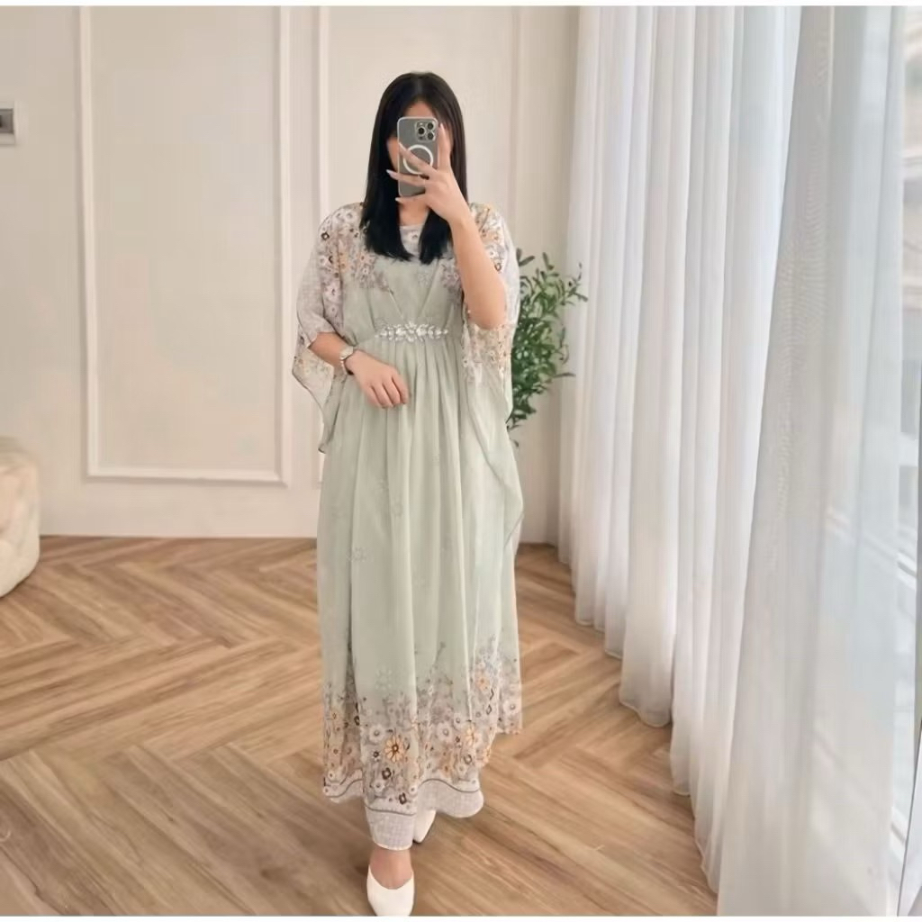 Raya Kaftan Premium Ceruty Printing Kaftan Lebaran 2026 Mewah Elegant Kaftan Motif Mewah