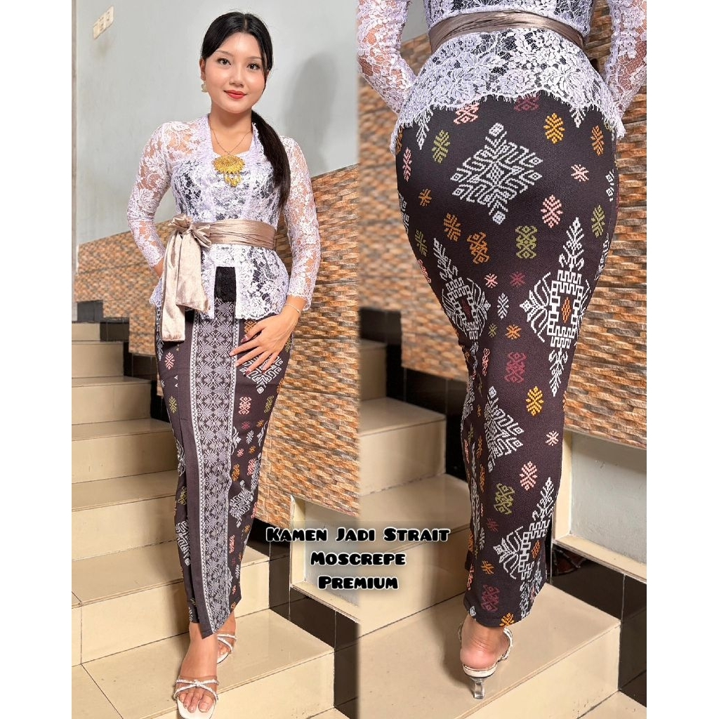 KAMEN JADI BALI MOSCREPE BATIK STRAIT (LANGSUNG PAKAI ROK)