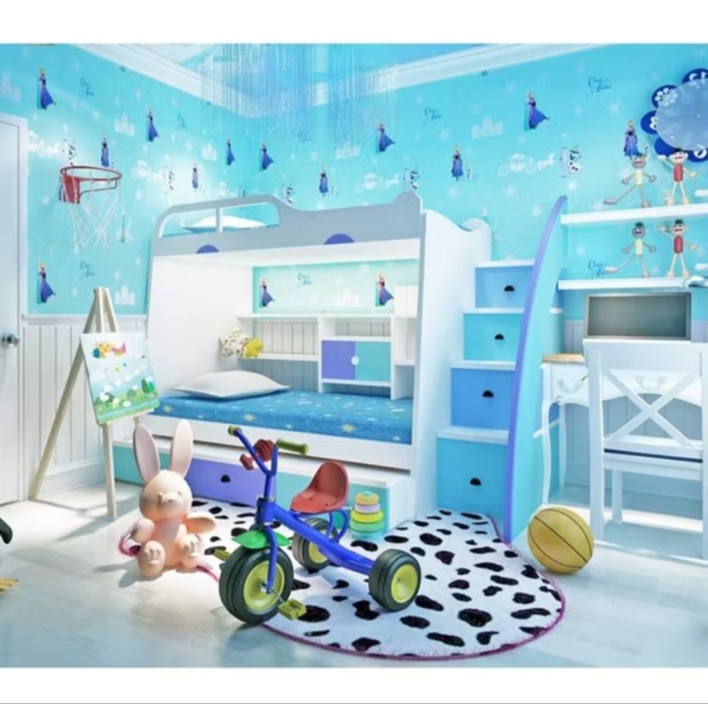 Terlengkap Wallpaper Stiker Dinding Motif Karakter Anak Frozen Biru