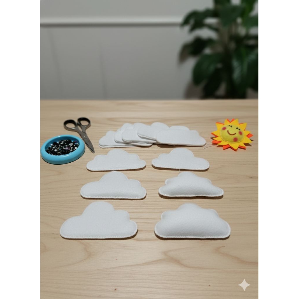 Matahari flanel/awan flanel/boneka tempel