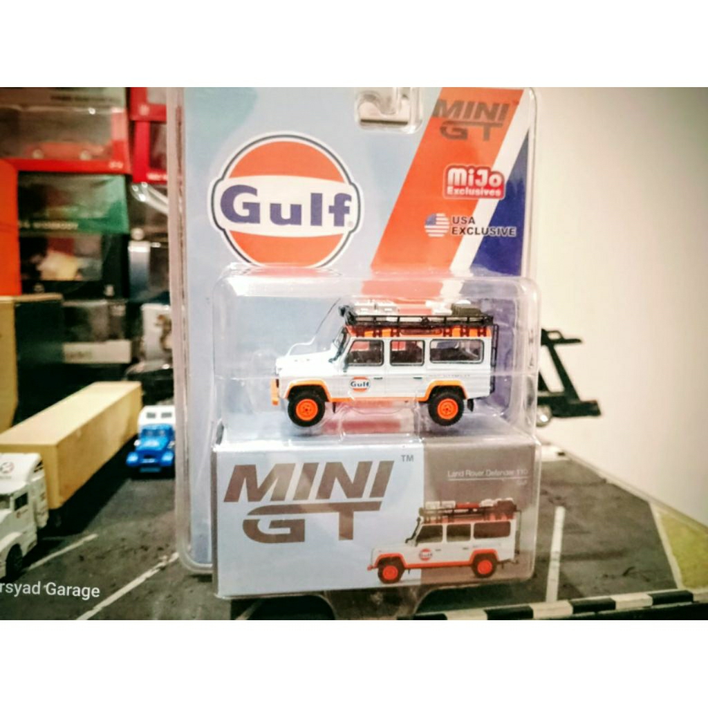 Diecast Mini GT Land Rover Defender 110 Gulf Livery no 156 1:64 Blister