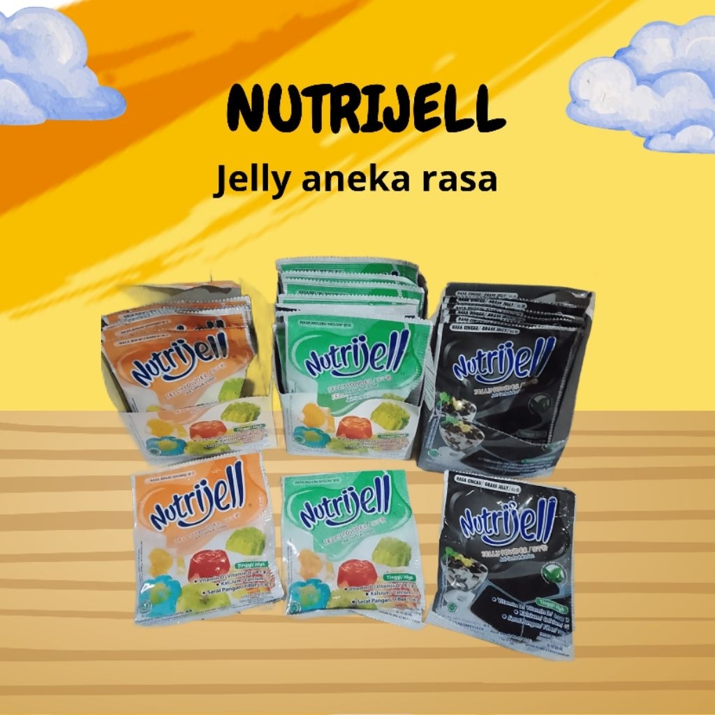 Nutrijell Jelly Agar Serbuk Rasa Buah 15gr / anggur coklat jambu biji melon kelapa muda jeruk cincau